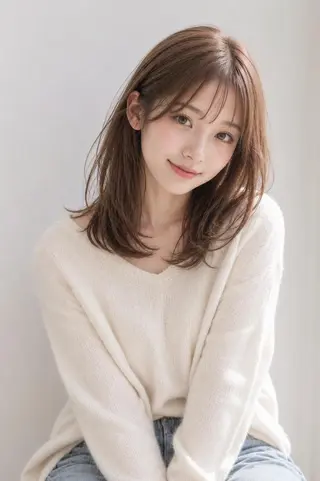 セミロング カラー loty すずなのヘアスタイル