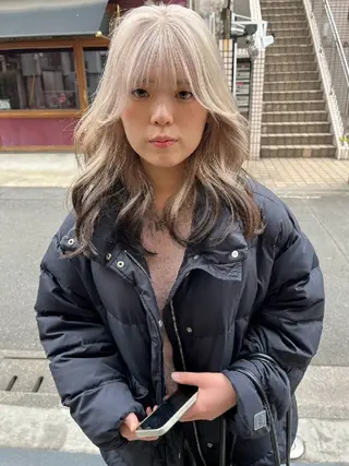ロング カラー ヘアアレンジ ブリーチ矯正髪質改善 ✨オオエタクミのヘアスタイル