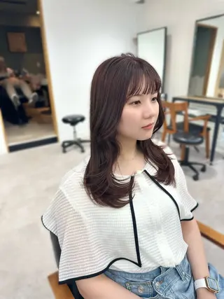 セミロング カラー パーマ ヘアアレンジ メンズ キッズ 似合せレイヤー/ 柔らか透明感カラーのヘアスタイル