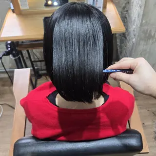 ミディアム 艶髪縮毛矯正×透明感 カラー◎mikuのヘアスタイル