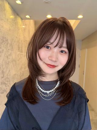 セミロング カラー 顔周りレイヤー꙳⋆ ミディアム⌇SAKIのヘアスタイル