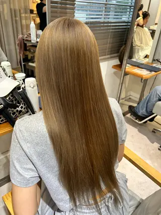 ロング カラー 栄/海外風カラー/ ナチュラル縮毛のヘアスタイル