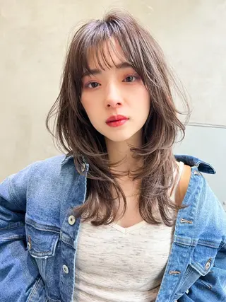 セミロング カラー 🦋韓国/暖色カラー RENA🦋のヘアスタイル