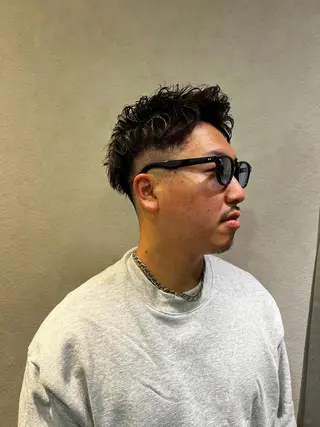 ショート カラー パーマ メンズ 北千住理容室バーバー 小堀悠作のヘアスタイル
