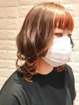 ミディアム カラー パーマ ご新規様限定 透明感カラーKANAのヘアスタイル