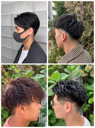 メンズ スパイキーパーマ 柏NO1 藤本葉のヘアスタイル