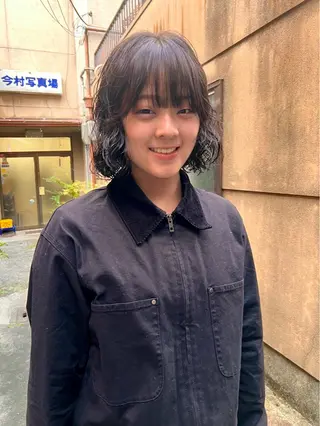 ミディアム パーマ ボブパーマ/レイヤー ヒロモトアサカのヘアスタイル