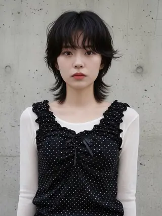 ミディアム ウルフカット 811 大阪梅田 ウルフのヘアスタイル