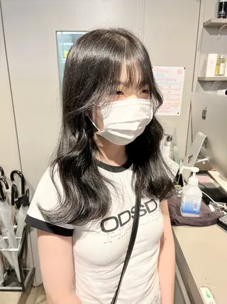 ロング カラー パーマ ヘアアレンジ メンズ キッズ 上品＆韓国風 🥀海心🥀のヘアスタイル