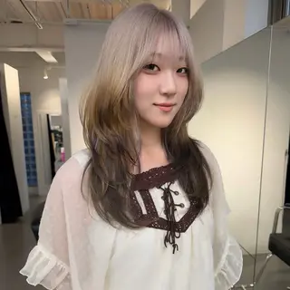 セミロング カラー Mizobe misakiのヘアスタイル