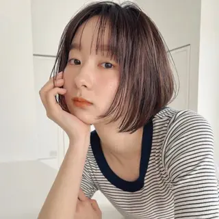 ミディアム カラー 似合わせカット× 顔周りカットるな🌛のヘアスタイル