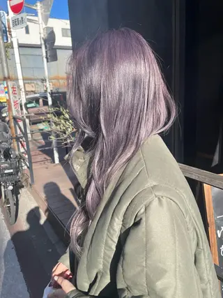 ロング カラー パーマ ヘアアレンジ ハイトーンカラー🤍 山下 優華のヘアスタイル