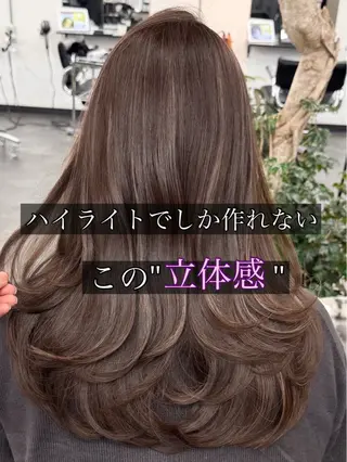 ロング カラー ハイライト/レイヤー 河原町/Manatoのヘアスタイル