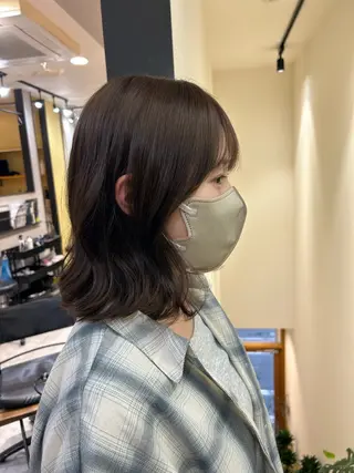 ミディアム カラー パーマ hubhair レイヤー/透明感のヘアスタイル