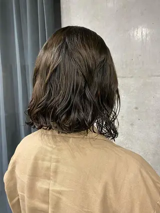 ミディアム カラー パーマ ボブパーマコテ巻き風 パーマNo1深江秀平のヘアスタイル