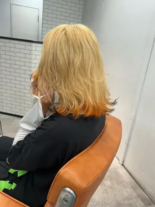 ミディアム カラー ウルフカット レイヤーカット上柿のヘアスタイル