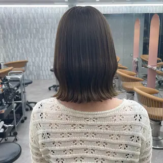 ミディアム カラー 縮毛矯正/ストンボブ Wカラー💎ヒデジのヘアスタイル