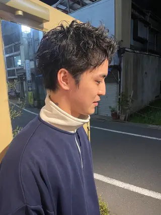 メンズ KURIA‪‪/ブリ ーチ/ダブルカラーのヘアスタイル