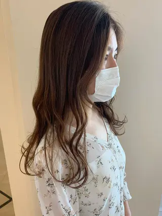 セミロング カラー 顔まわりカット✄ ベージュカラー🧸のヘアスタイル