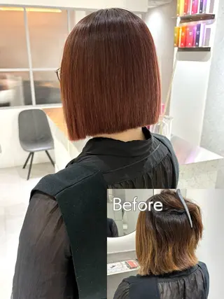 ショート カラー 髪質改善 縮毛矯正/ レイヤー/銀座/本木のヘアスタイル