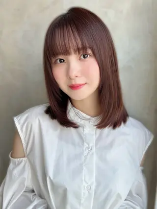 ミディアム カラー パーマ 銀座✨レイヤーカット 顔まわり/坂本亜裟海のヘアスタイル