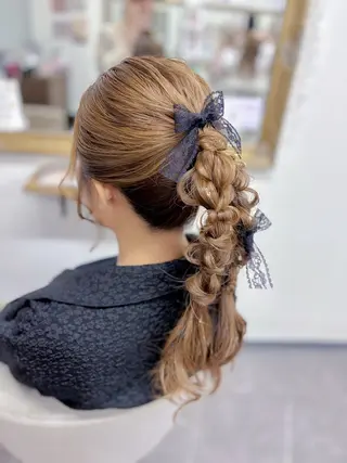 セミロング ヘアアレンジ ⭐︎moe 【ヘアセット🧸】のヘアスタイル