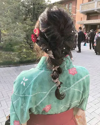 セミロング カラー ヘアアレンジ ツキノキ　ミナ 8月から西梅田店のヘアスタイル