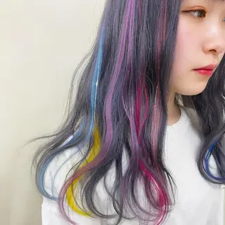 ロング カラー エクステ ハイトーン 💭黒崎ハルカのヘアスタイル