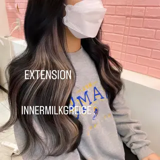 ロング カラー エクステ🩵ブリーチ 韓国ヘア🩵KAEのヘアスタイル