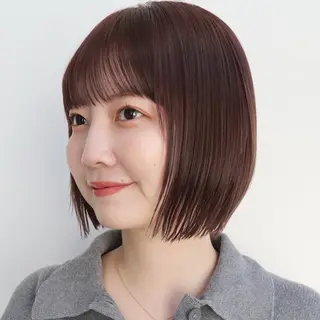 ミディアム saki🌱似合わせ ボブ/透明感カラーのヘアスタイル