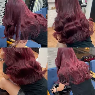 ロング カラー ブリーチなしピンク 赤井龍斗のヘアスタイル