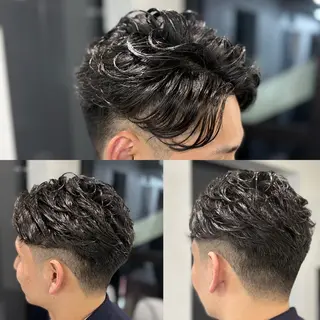 ショート パーマ メンズ メンズカットフェード パーマ/前山竜貴のヘアスタイル