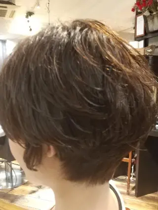 パーマ ショート ✂デザインカット🐟 高評価✂戸崎俊成✂のヘアスタイル