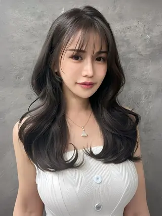 セミロング カラー ×シールエクステのヘアスタイル