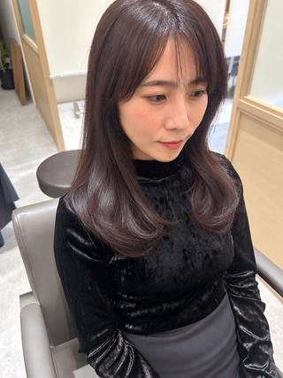 セミロング カラー 久木原 ゆりのヘアスタイル