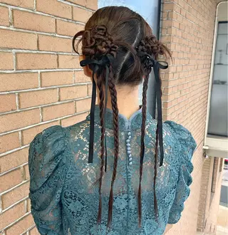 ロング ヘアアレンジ ピンク系カラー💗 ヘアセット特化のヘアスタイル