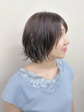 ショート パーマ ボブ/ゆるふわ ボブパーマ/とういのヘアスタイル