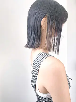 ミディアム カラー パーマ ボブ/縮毛/レイヤー モトナリのヘアスタイル