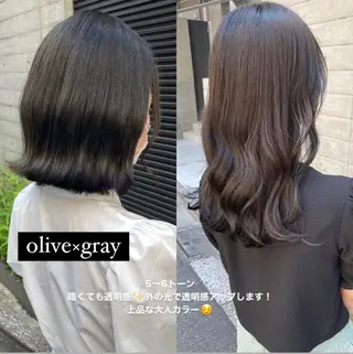 セミロング ✨色持ちの良い艶 カラー✨蟹江真世のヘアスタイル