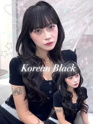 セミロング カラー ヘアアレンジ 🖤kana韓国ヘア 艶髪カラー特化🖤のヘアスタイル