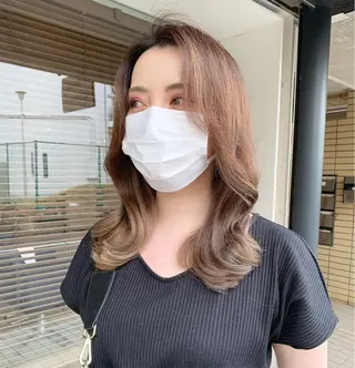 ミディアム カラー 透明感カラー✂︎ /縮毛矯正/YUKAのヘアスタイル