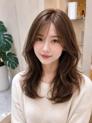 セミロング 韓国風ヘア✻透明感 カラー✻yukaのヘアスタイル
