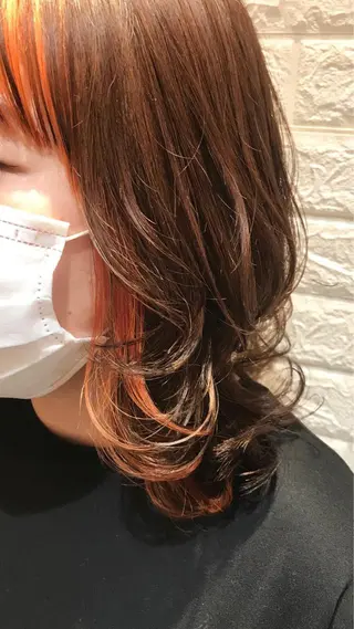 ミディアム カラー パーマ ご新規様限定 透明感カラーKANAのヘアスタイル