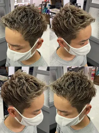 ショート カラー パーマ ヘアアレンジ メンズ 🔥メンズパーマ 特化 渡辺一翔のヘアスタイル
