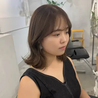 セミロング 新宿/顔周りカット +レイヤー=しずく♩のヘアスタイル