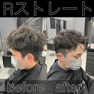 ショート カラー メンズ 曲がる縮毛矯正✨ メンズ那智優貴のヘアスタイル