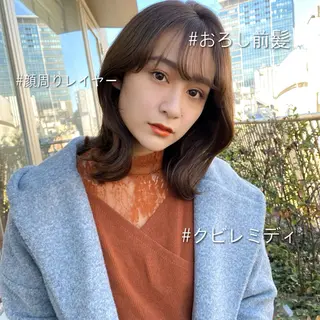 ミディアム 似合わせレイヤー モテカラー🤍三科のヘアスタイル