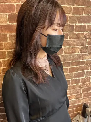 ミディアム カラー パーマ ヘアアレンジ メンズ キッズ ネイル マツエク・マツパ アイブロウ 久木原 ゆりのヘアスタイル