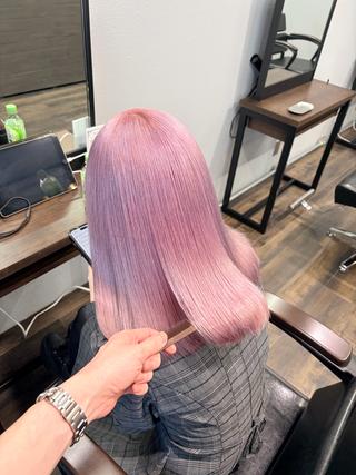 ミディアム ✨ブリーチ髪質改善 ✨デザインカラーのヘアスタイル