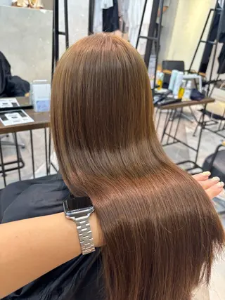 ロング カラー センターパート/カラ ーメッシュ📍ﾕﾘのヘアスタイル